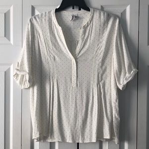 Elle Split V-Neck Polka Dot Blouse XXL